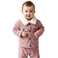 thumbnail image 2 of SGMVNU Baby Boys Girls Corduroy Jacket, Kids Toddler Sherpa Lined Tops Outerwear, Lapel Button Down Thicked Warm Coat Winter Autumn, Pink, 3 Years, 2 of 6
