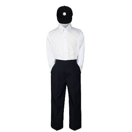 

3pc Set Baby Toddler Boys Black Navy Brown Pants Compass Hat Uniform Suit S-7