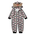 thumbnail image 4 of Odeerbi Christmas Onesie Pajamas for Family Holiday Sleep Jumpsuit Long Sleeve Family Christmas Pajamas Matching Sets Infant Fashion Lattice Print Plush Jumpsuit Sleepwear PJs Set Gray, 4 of 4