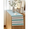 thumbnail image 4 of Table Runner 90 Inches Long for Kitchen Dining, Teal Grey Stripe Dresser Scarf Farmhouse, Dining Table Decorations for Wedding/Parties, Modern Farmhouse Vertical Striped 13 x 90 In, 4 of 8