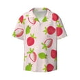 thumbnail image 3 of Goofa Hand Drawn Strawberry Printed Men's Casual Short-sleeved Shirt,Lightweight Breathable Button-down,Summer Casual men's top,Versatile Fashion shirt-Large, 3 of 7