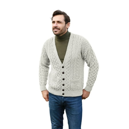 Aran Woollen Mills Men's Merino Wool Irish V-Neck Knit