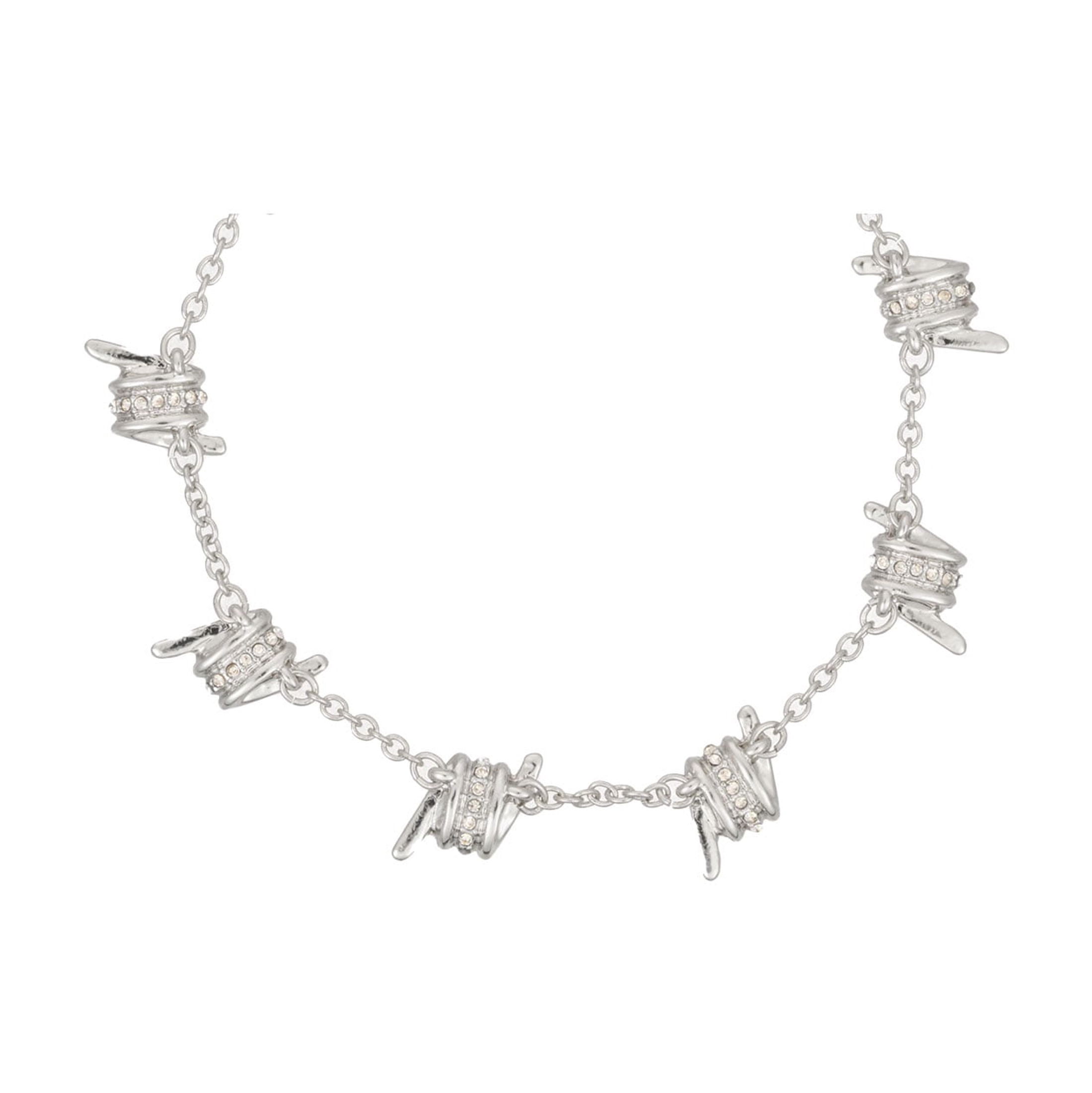 Bella by Thorne Barbed Wire with CZ Detail Adult Bracelet, Silver