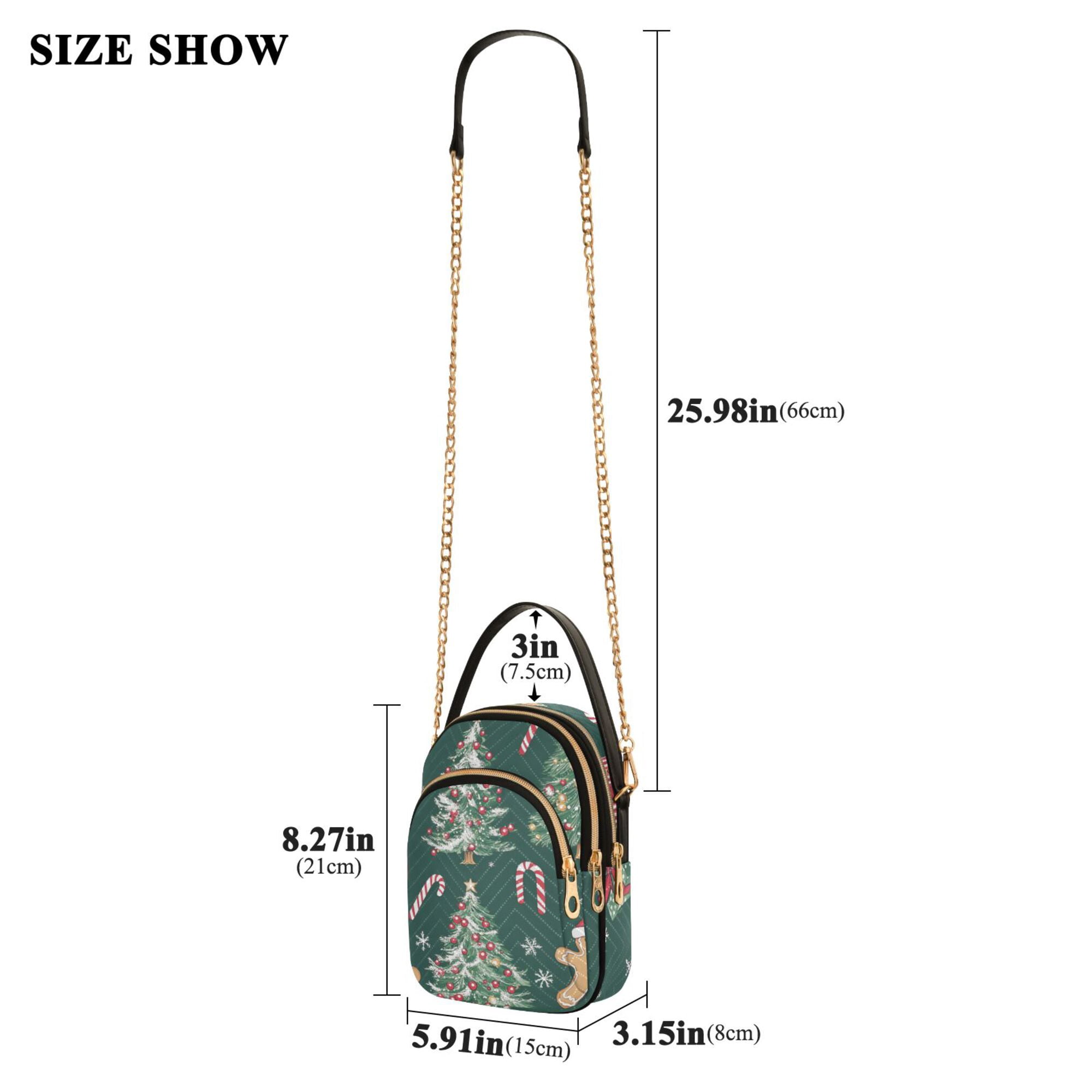 FORMRS Crossbody Bag for Women Quilted Travel Shoulder Cell Phone Purse with Chain Strap Handbag, Red Christmas Gingerbread