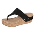 thumbnail image 5 of Womens Platform Flip Flops with Arch Support Comfy Footbed Wedge Sandals Boho Hollow out Nonslip Slip on Cork Wedges Heels Black Size 9, 5 of 5