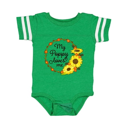 

Inktastic My Poppy Loves Me with Sunflower Wreath Gift Baby Boy or Baby Girl Bodysuit
