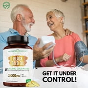 Mother Nature Organics Black Seed Oil Capsules 2000mg – 180 Softgels | Supports Heart, Immune & Digestive Health | Promotes Hair & Nail Strength