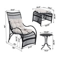 thumbnail image 3 of S-HOME 3 Pieces Wicker Patio Conversation Set with Cushions, Lounge Chair, Table, and Ottoman for Outdoor Spaces, 3 of 13