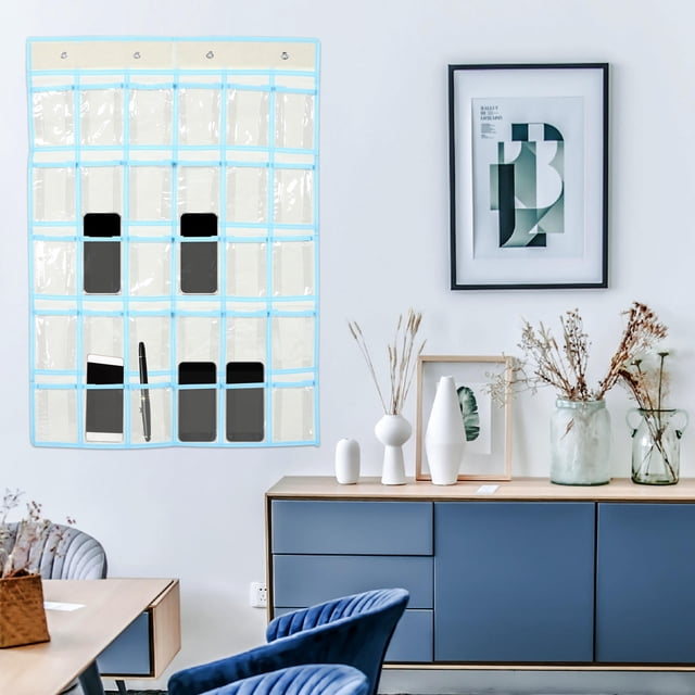 unbranded Organizador De Pared Beige Con Múltiples Bolsillos Para Teléfono Y Accesorios