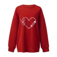 thumbnail image 2 of Gibobby Sudadera con forro polar Mujer Camisa deportiva informal de manga larga para mujer, cuello redondo, estampado de patrón de corazón, holgada, a la moda y (Rojo, XL), 2 of 3
