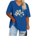 thumbnail image 2 of Plus Size 4X Women's Short Sleeve Tops Sale Under $10 Summer Casual Loose Print Blouse, 2 of 4
