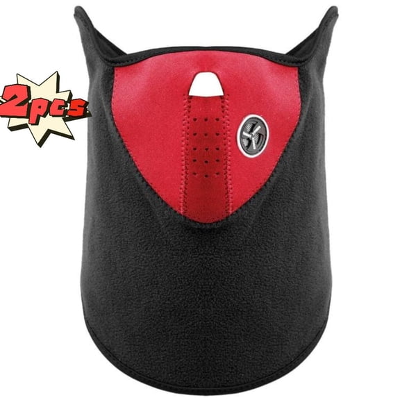 2PCS Half Face Mask TeqHome Breathable Warm and Windproof Dustproof Thermal Face Mask Neck Warmer Hood Winter Gear for Men Women Red Red