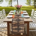 thumbnail image 4 of Wooden Plank 70 Inch Table Runner, Rustic Farmhouse Brown Black Barn Door Farmhouse Dresser Scarf Cotton & Linen Tablerunner for Dining/Kitchen Island/Holiday Party Décor 13" x 70", 4 of 9