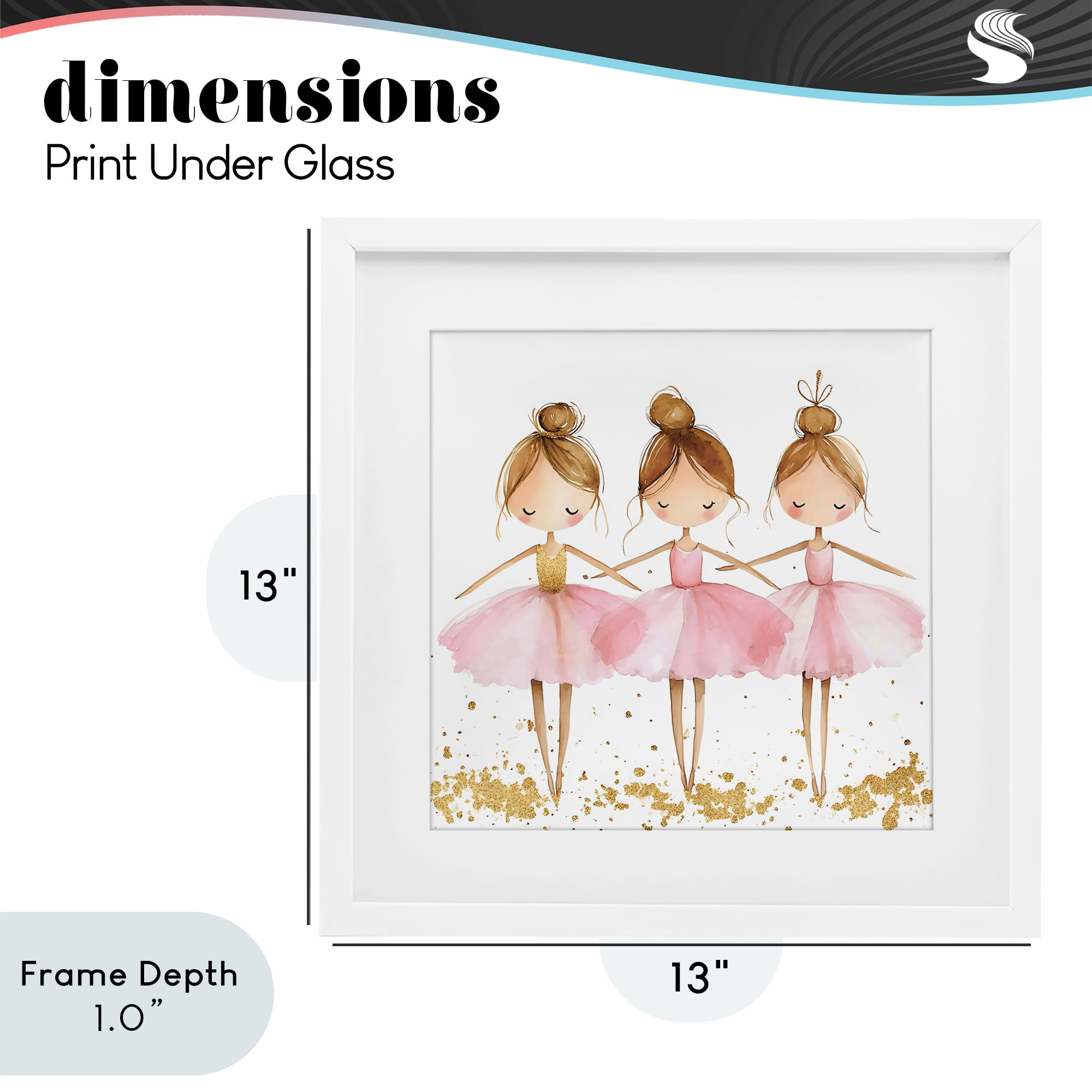 Stupell Industries Ballerina Trio in Pink Tutus White Framed Print Under Glass, design by Creative Studio