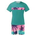 thumbnail image 2 of VBTAPA Mens T Shirt and Shorts Set Palm Tree Graphic Printed Casual Workout Sets Tropical Summer Track Suit 2 Piece Set Green XXL, 2 of 6