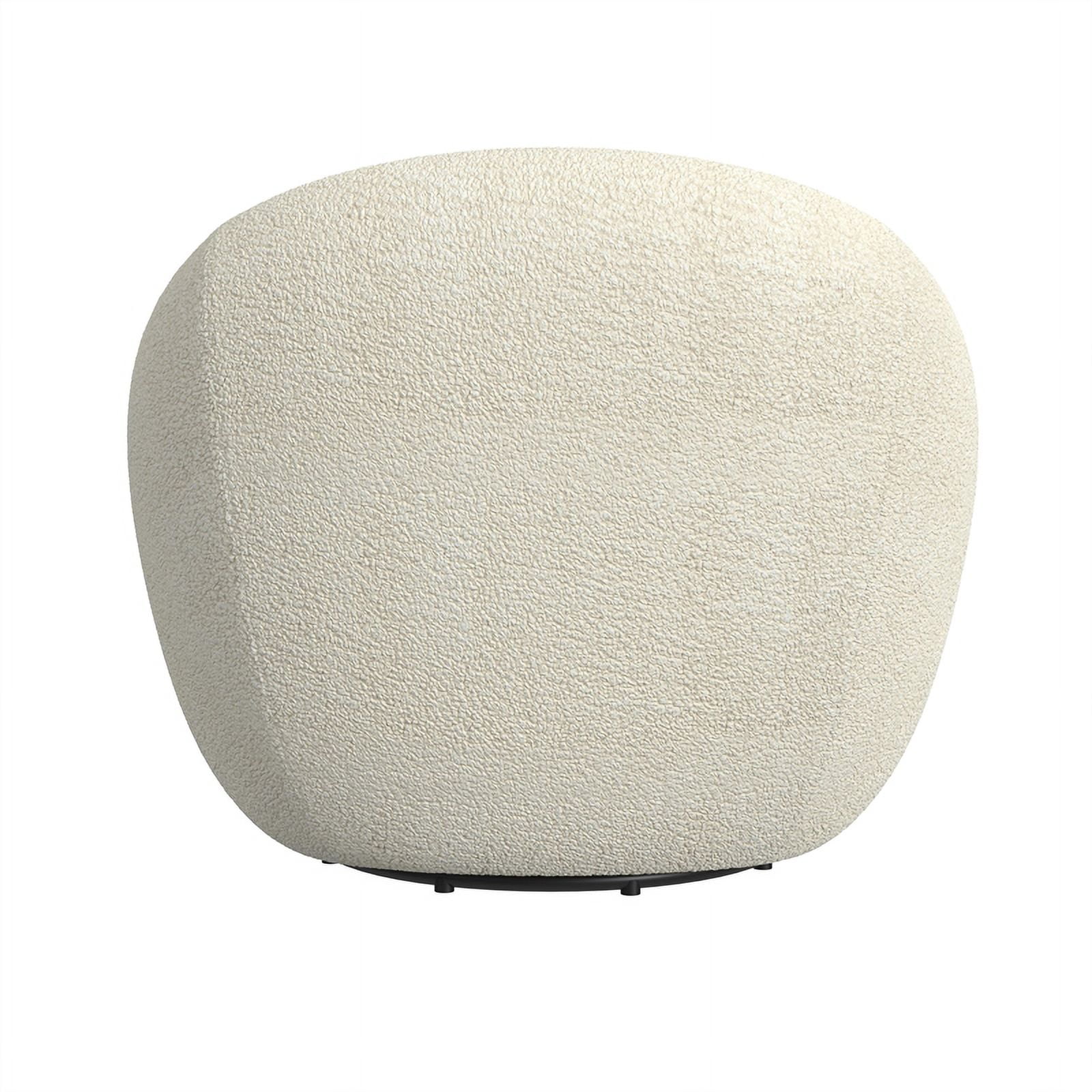 HomePop Round Swivel Accent Chair, White Sherpa