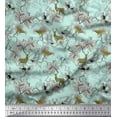 thumbnail image 1 of Soimoi Cotton Cambric Fabric Leaves,Women & Reindeer Animal Print Fabric by The Yard 56 Inch Wide, 1 of 1