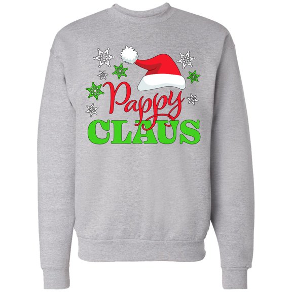 Inktastic Pappy Claus with Christmas Santa Hat and Snowflakes Adult Sweatshirt