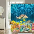 thumbnail image 4 of Sea Turtle Fabric Shower Curtain, Ocean Under Water World Sea Turtle Tropical Fish Coral Reef Coastal Bath Curtain 70X70 Inch with Hooks Blue Shower Curtain for Bathroom, Fabric Bathroom Accessories, 4 of 6