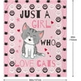 thumbnail image 3 of Cute Cat Throw Blanket Ultra Soft Warm Cozy Lightweight Microfiber Blankets, Just a Girl Who Loves Cats, Flannel Sherpa Fuzzy Fluffy Plush Throws for Sofa Couch Bedding All Season 60"x50", 3 of 6