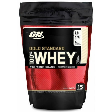 Optimum Nutrition Gold Standard 100% Whey Protein Powder, Vanilla Ice Cream, 24g Protein, 1