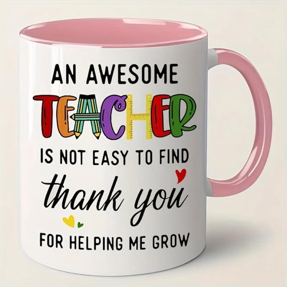Teacher Appreciation Ceramic Coffee Mug 11 Oz Thank You Helping Me Grow Porcelain Cup Birthdays Holidays Christmas Gifts