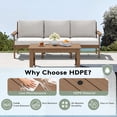 thumbnail image 3 of SERWALL 4-Piece HDPE Outdoor Patio Conversation Set, All-Weather Patio Sofa Furniture Set for Porch & Deck, Brown Frame with Beige Cushions, 3 of 5