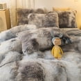 thumbnail image 2 of Gusuhome Luxury Faux Fur Duvet Cover Set King Size Shaggy Plush Comforter Cover Set Ultra Soft Fluffy Fuzzy Microfiber Bedding Set 3Pcs (1Duvet Cover + 2Pillowcases) Tie Dye Gray White, 2 of 5