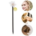 thumbnail image 3 of Unique Bargains 1 Pc Hair Chopstick Classic Flowers Hair Hairpin Black White, 3 of 5