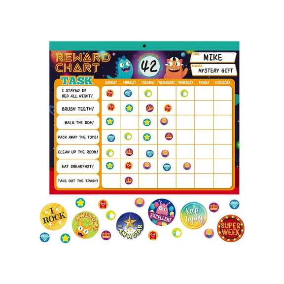 BallsFHK Behavior Rewards Chart System Pad With 26 Chores Chart For Multiple Kids, Rewards Sticker Charts Motivating Responsibility And Behavior, 2280 Rewards Stickers