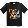 thumbnail image 3 of Inktastic Never Stop Fighting Leukemia Awareness Orange Ribbon Youth T-Shirt, 3 of 5