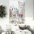 thumbnail image 4 of City Love Tapestry, Busy City Traffic Jam Yellow Taxi Cab Urban Life Cartoon Design Modern Style Art, Wall Hanging for Bedroom Living Room Dorm Decor, 40W X 60L Inches, Multicolor, by Ambesonne, 4 of 5