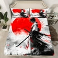 thumbnail image 2 of Castle Fairy Japanese Samurai 3pcs Twin Sheet Sets,Watercolor Splash Twin Fitted Sheet,Abstract Vintage Breathable Flat Sheet,Super Cozy Exotic Room Decor, 2 of 5