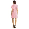 thumbnail image 2 of Oyolan Robe de Soins Infirmiers à Col à Revers Manches Courtes Boutonnée Rose Large, 2 of 7