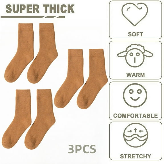 YITUMU 3 Pairs Women Wool Socks, Warm Wool Socks For Women, Women's Winter Thermal Socks, Womens Cozy Thick Socks, Christmas Gifts For Women Mom Wife Grandma, Size 5.5-8.5, Yellow