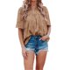 thumbnail image 2 of VISgogo, camisetas de gasa de verano para mujer, camisetas de manga corta acampanadas informales holgadas de encaje de Color sólido, ropa de calle para el día a día VISgogo  moda, 2 of 4