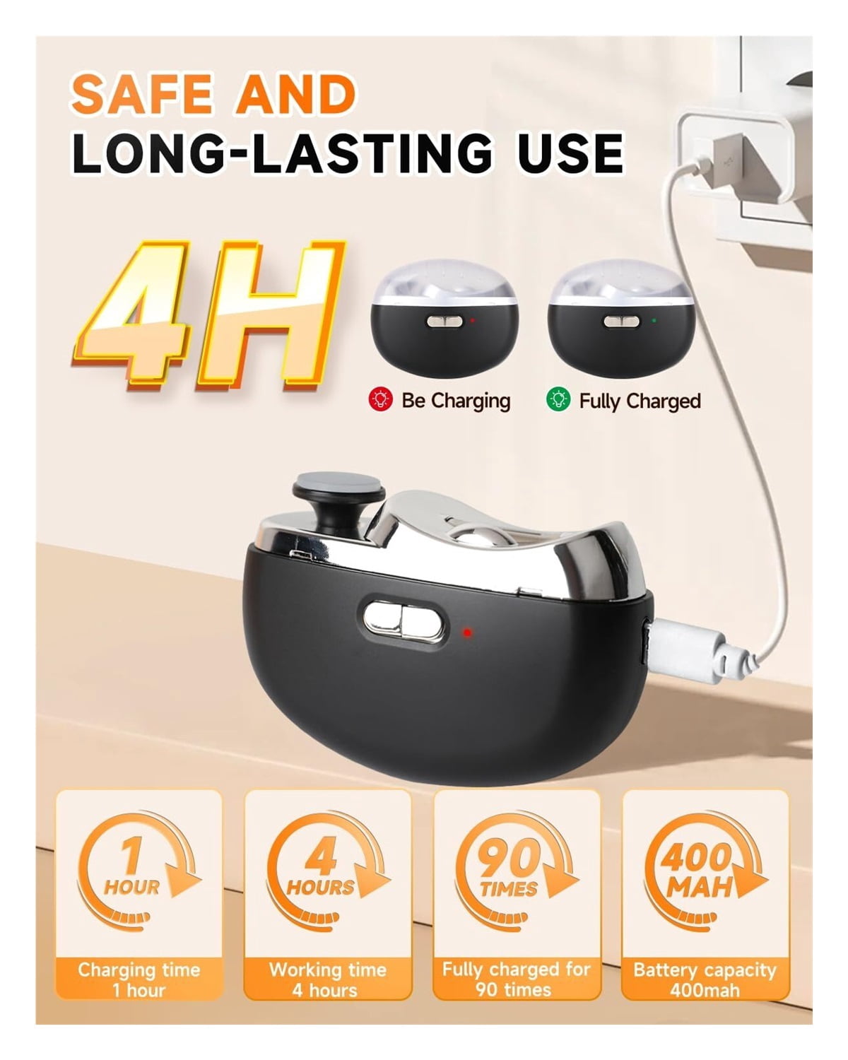 Electric Nail Clipper - 3 in 1 Fingernail Trimmer, Polisher & Clip Storage with LED Light, USB Rechargeable & 3 Speed Gears Automatic Safety Nail Cutter for Baby, Kids, Seniors, Caregivers (Black)