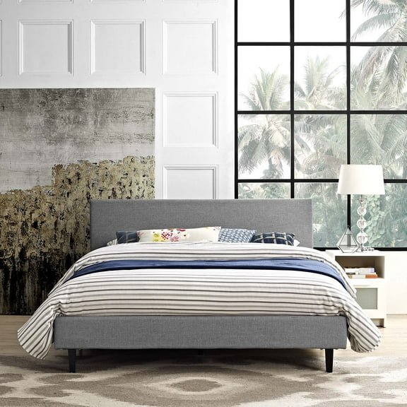 Modway Anya Full Fabric Bed in Light Gray