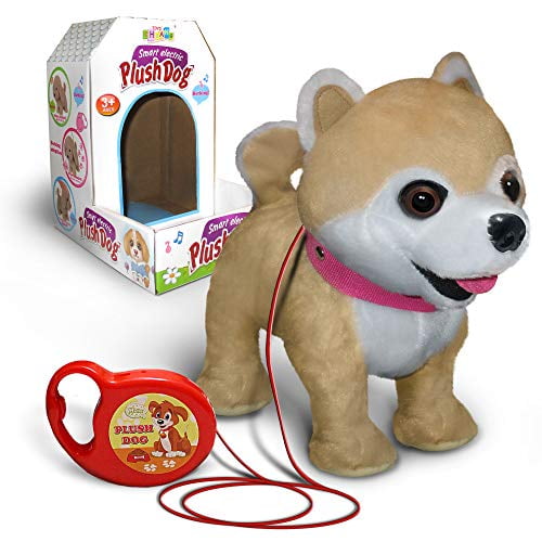 NEW KID’S BATTERY OPERATED BARKING WALKING CUTE GRAY DOT PUPPY DOG TOY& LEASH 