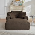 thumbnail image 2 of 66" Oversized Chaise Lounge Chair Indoor, Comfy Deep Seat Sleeper Cloud Couch with 2 Cup Holder & Throw Pillow, Faux Fur Upholstered Deep Seat Accent Chair for Living Room, No Assembly Required, 2 of 7