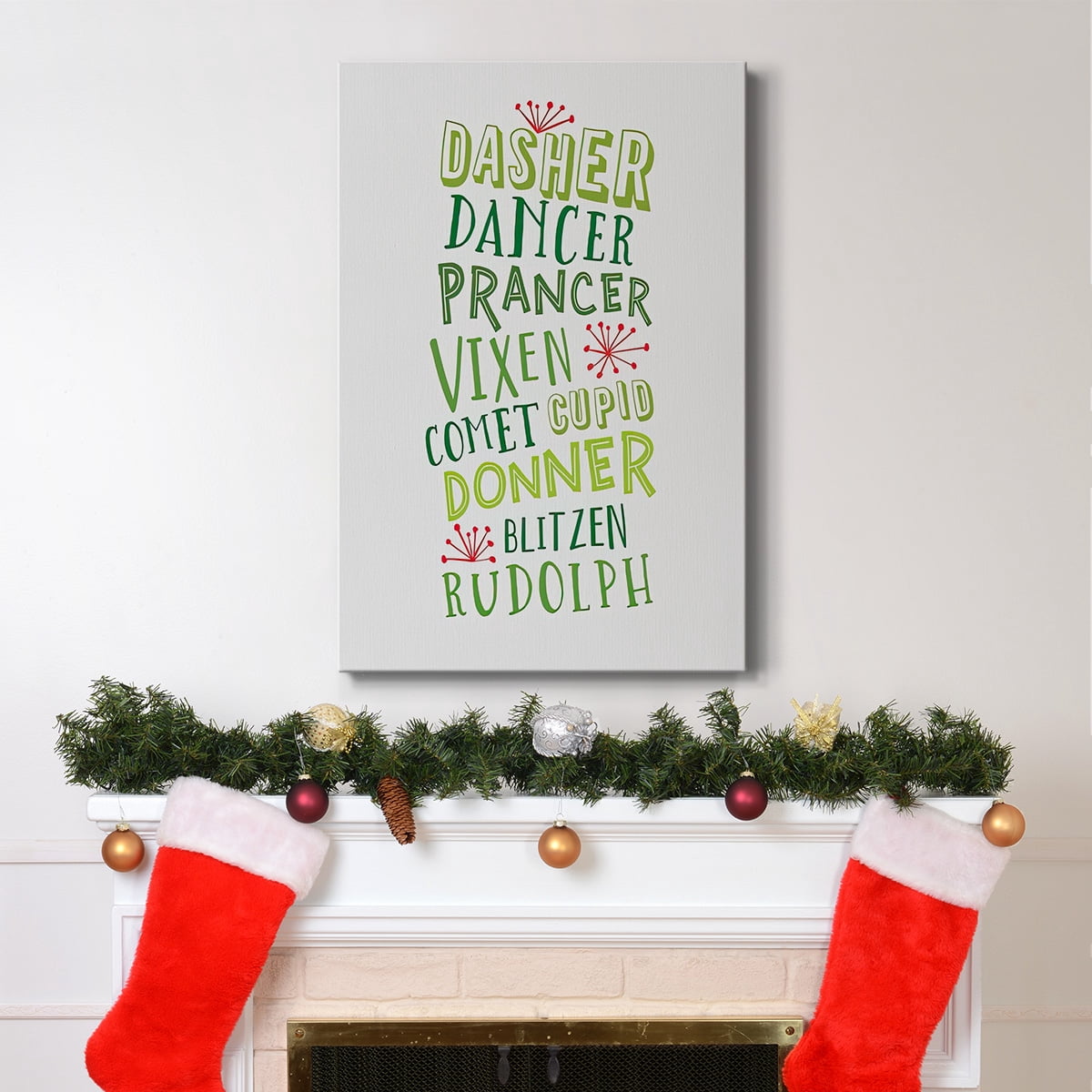 Reindeer Names - Green- Gallery Wrapped Canvas