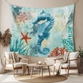 thumbnail image 2 of Sea Seahorse Coastal Tapestry for Bedroom Wall Hanging Tapestry,Turquoise Nautical Summer Coral Vintage Ceiling Backdrop Tapestries Poster Blanket Wall Decor for Teens Room Living Room Dorm 59" x 79", 2 of 8
