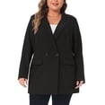 thumbnail image 2 of DARING DIVA Women's Plus Lapel Button with Pocket Jackets Long Blazer 3X Black, 2 of 6