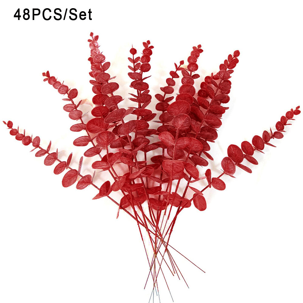48 Pieces Artificial Eucalyptus Stem Faux Eucalyptus Decor Artificial