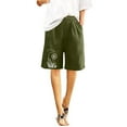 thumbnail image 7 of Summer Lightweight Cotton Linen Shorts For Women Loose Straight Leg Short Pant Dandelion Graphic Bottoms Mid Waist Elastic Shorts Breathable Lounge Pants, 7 of 7