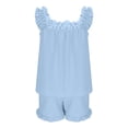 thumbnail image 7 of Xdegoge Pajamas Set 2 Piece Lounge Sleepwear for Women Sleeveless Square Neck Ruffle Top and Elastic Waist Shorts Set Casual Summer Nightwear Outfits Cozy PJs, 7 of 7