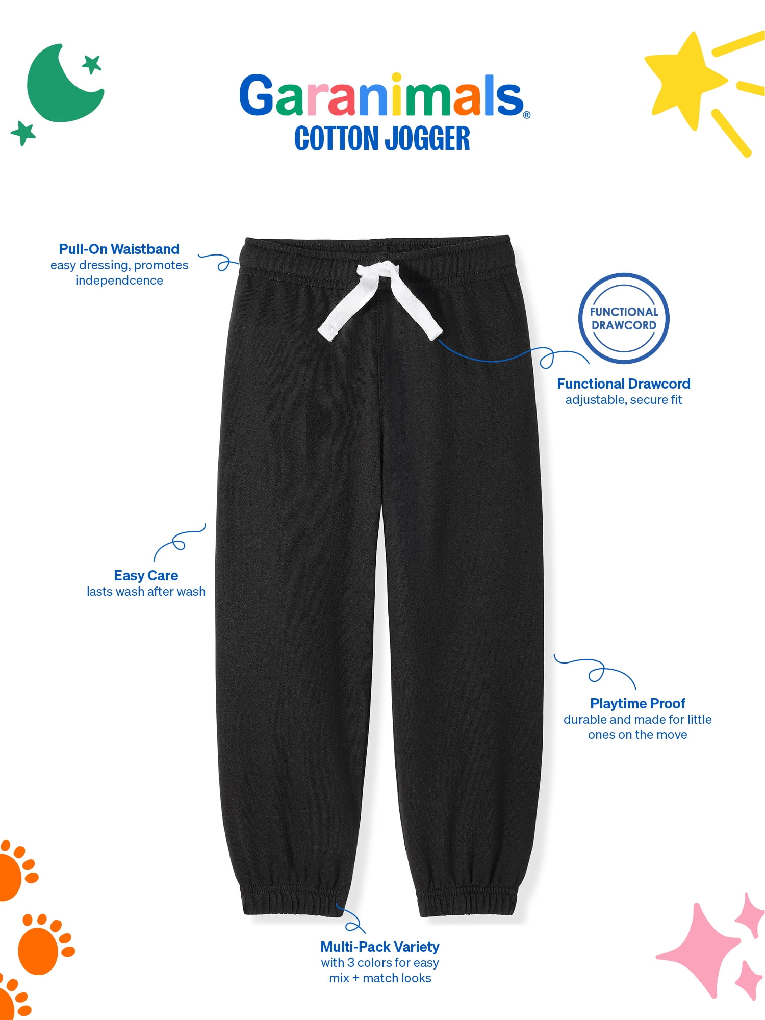 Garanimals Newborn, Baby & Toddler Boy Cotton French Terry Pull-On Joggers, Single & Multi-Pack, Sizes 0-6T