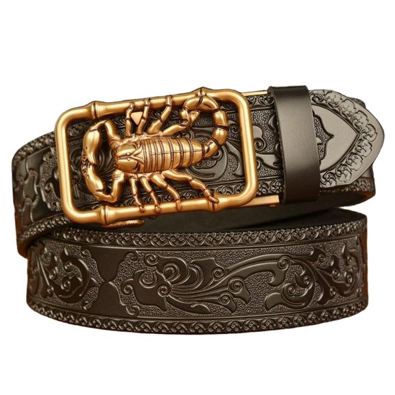Mens Ratchet Western Leather Belt Cowboy with Automatic Buckle 1.5" Cowboy Belts