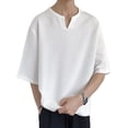 thumbnail image 5 of INCERUN Men's Fashion Short Sleeve Solid Color Shirts Loose Casual Tops, 5 of 7