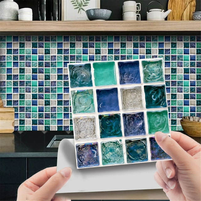 10 Uds. Pegatinas de azulejos de cristal 3D pegatinas de pared autoadhesivas impermeables DIY Wmkox8yii fhajkh357